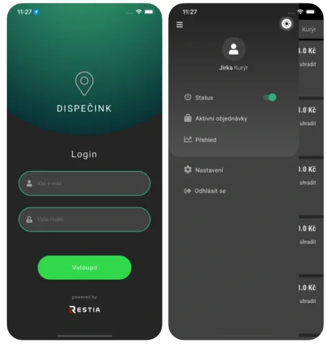 mobiln&iacute; aplikace pro kur&yacute;ry
